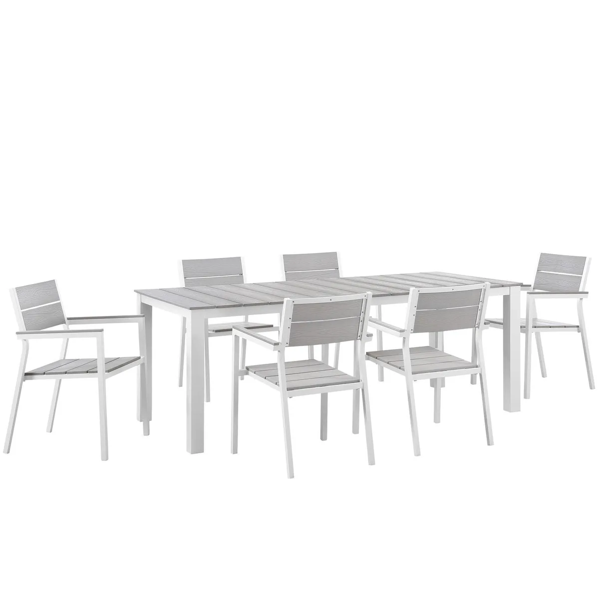 Modway Furniture Modway Furniture Maine 7-Piece Outdoor Dining Set White Light Gray — product photo