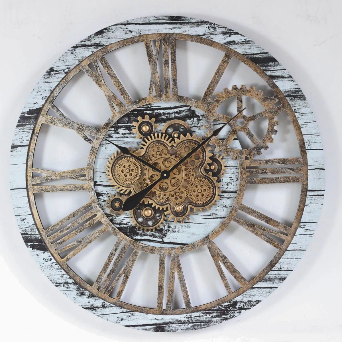The Gears Clock The Gears Clock 36 inch Real Moving Gear Wall Clock Grey &amp; White — product photo