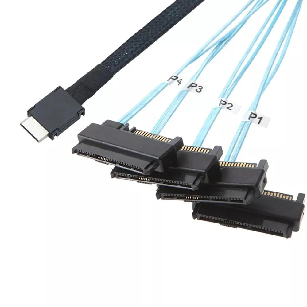Vszerda Vszerda OCuLink SFF-8611 4I to 4× SFF-8482 SAS 29P + SATA 15P 18cm — product photo