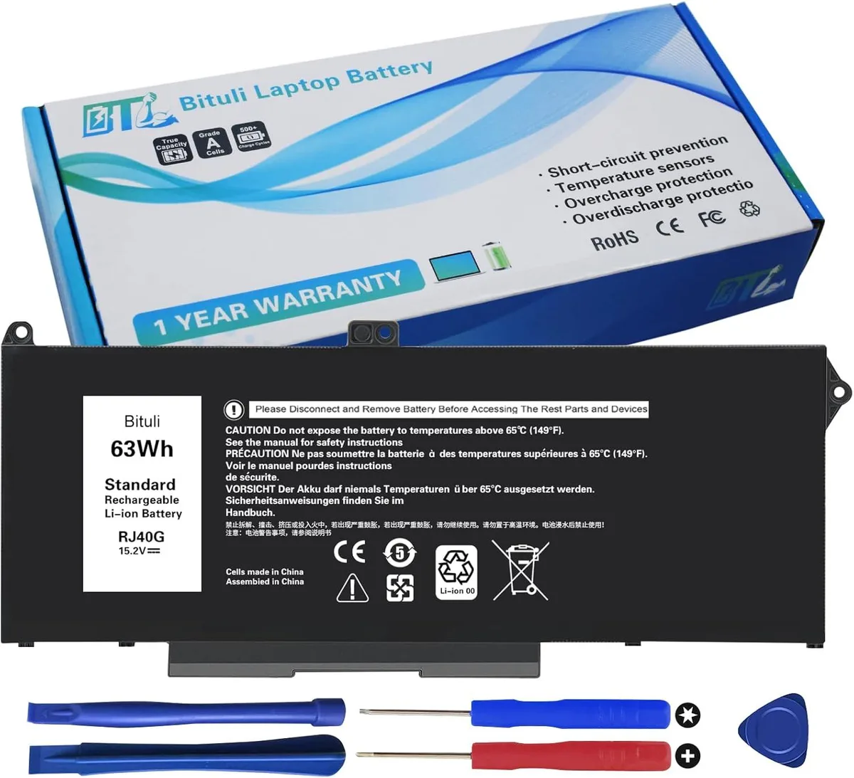 PISKEKAT PISKEKAT RJ40G laptop battery 15.2V 63Wh for Dell Latitude 5420 5520 Precision 3560 — product photo