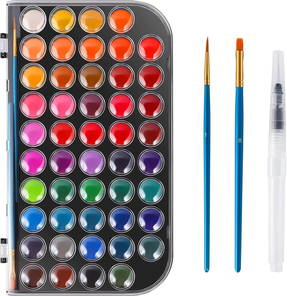 Blablaovy 48 Colors Watercolor Paint Set with 3 Brushes Pen — product photo