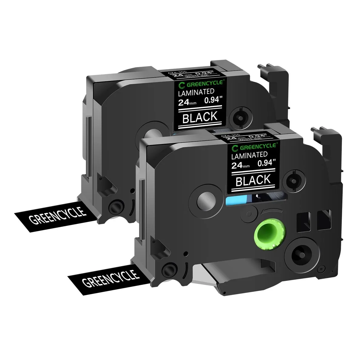 GREENCYCLE GREENCYCLE TZe-355 24mm White on Black Label Tape 2 Pack — product photo