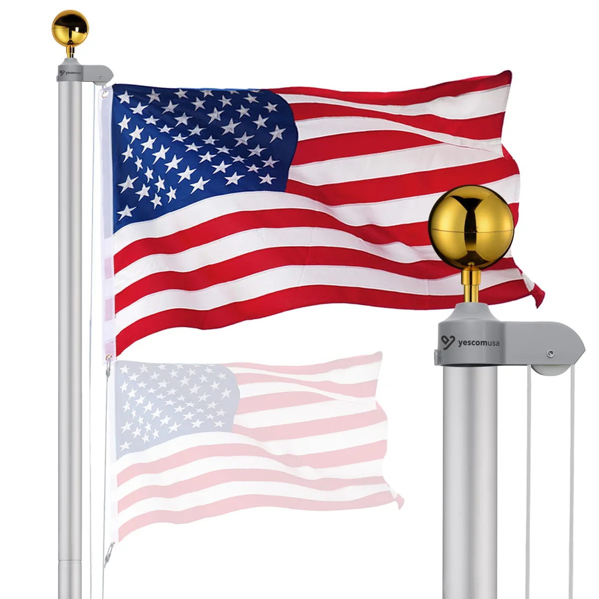 Yescom USA, Inc. Yescom Bravery 20' Sectional Flag Pole Kit 3'x5' Flag — product photo