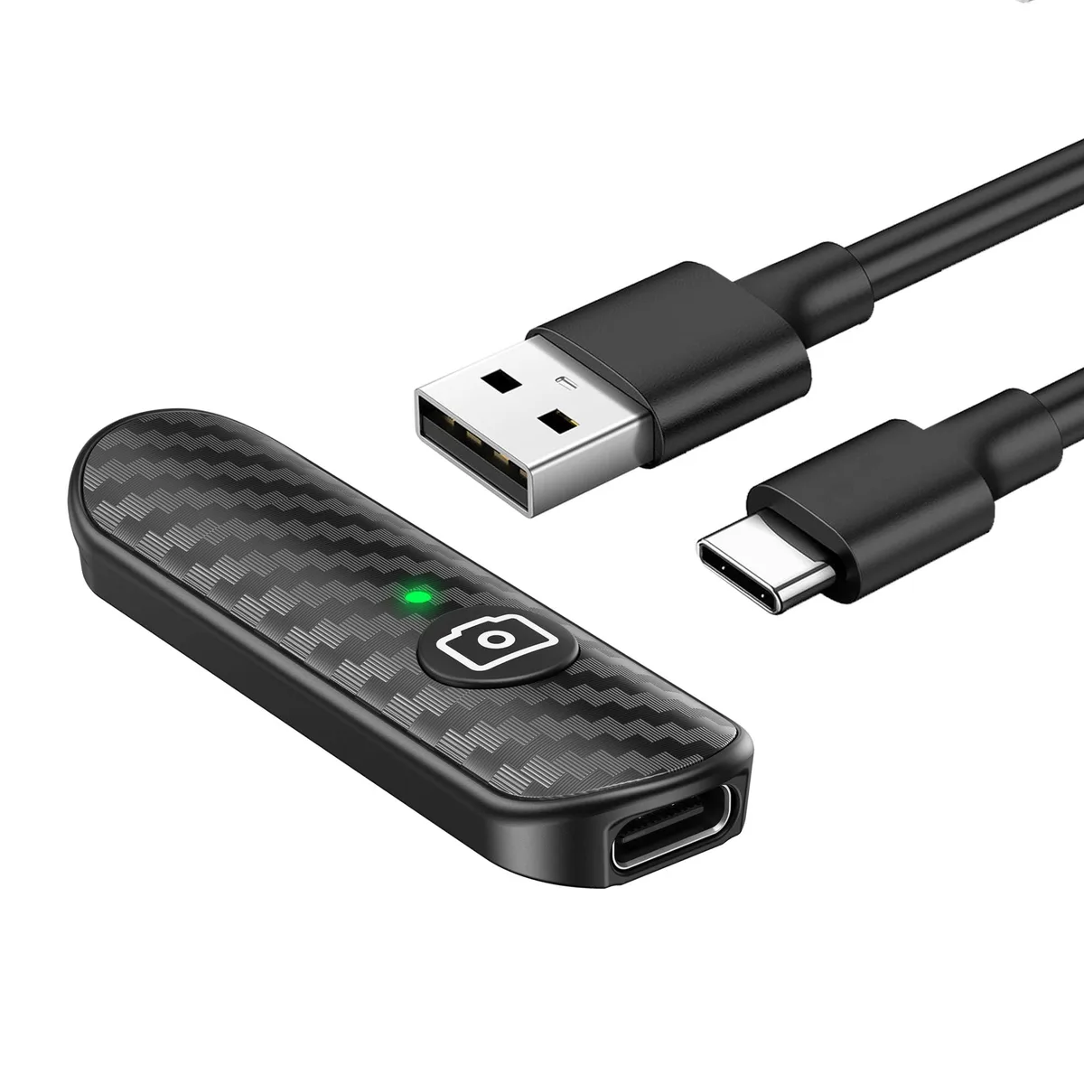  ATUMTEK ATYKQ064 Bluetooth 5.0 Remote Shutter, Carbon Fiber, 10m Range, Type-C Charging — product photo
