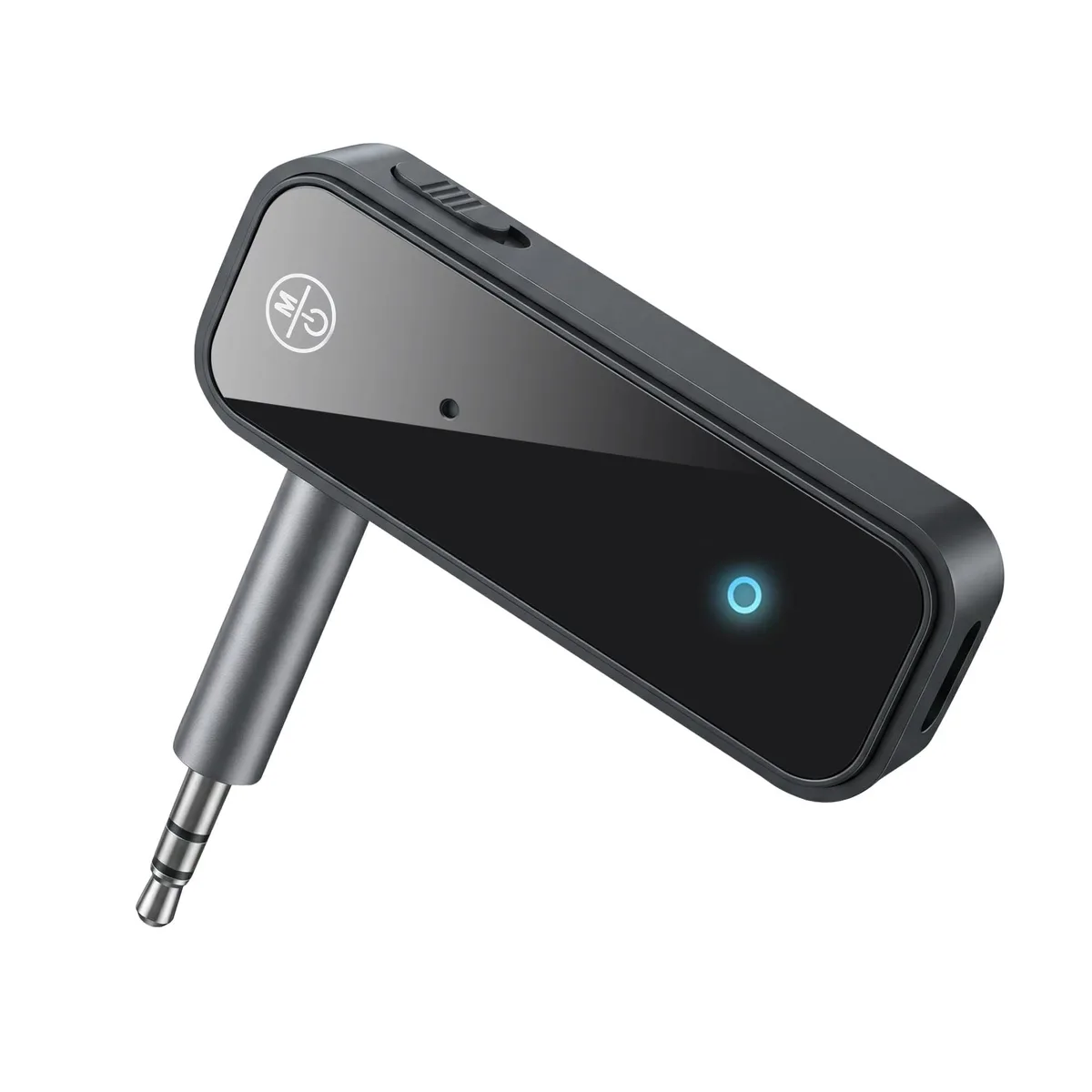 Small black rectangular Bluetooth 5.3 adapter with 3.5 mm jack