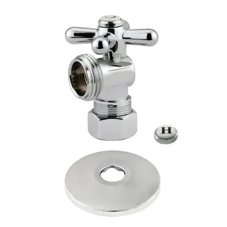 Brass quarter-turn angle stop valve with cross handle