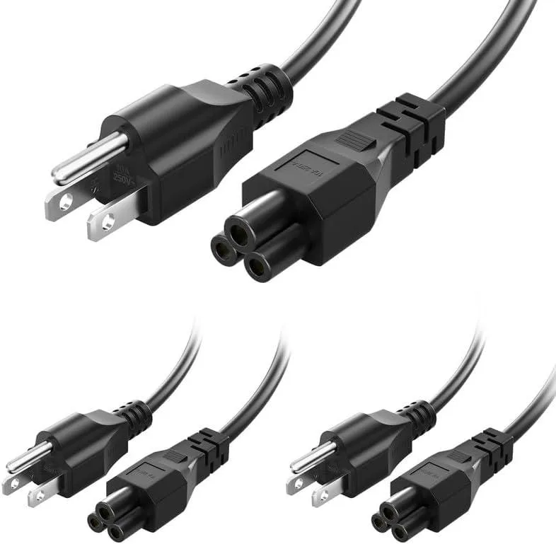 NShi NShi 3-pack 10 ft 3-prong laptop power cord C5 to NEMA 5-15P 18AWG 125V 10A — product photo