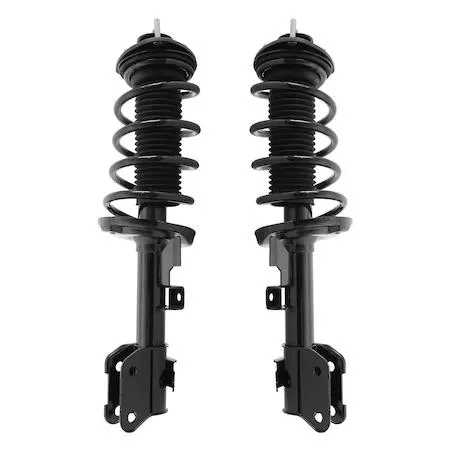 Unity front complete strut assembly kit, two silver struts with coil springs and top mounts, new condition
