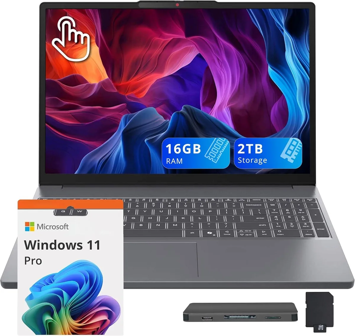 Lenovo Lenovo IdeaPad Slim 3 business laptop, AMD Ryzen 7 170, 16GB DDR5, 1TB SSD, 15.3" WUXGA touchscreen, Luna Grey — product photo