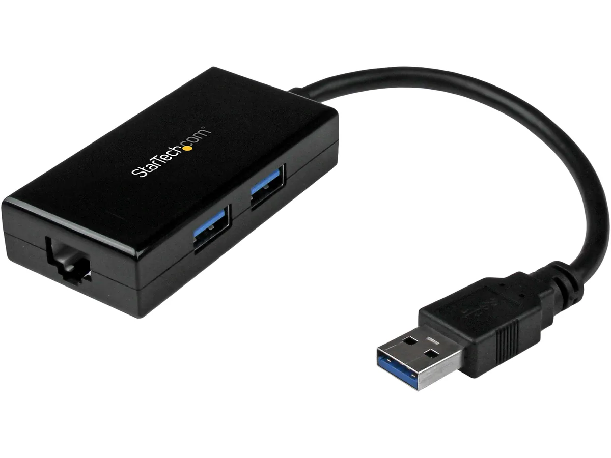STARTECH STARTECH USB31000S2H USB 3.0 Gigabit network card with 2-port hub — product photo