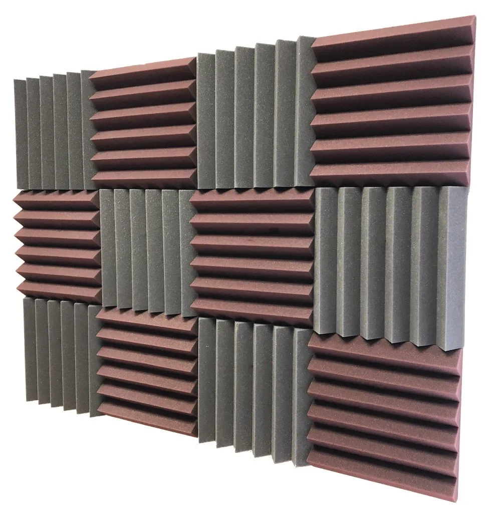Soundproof Store Soundproof Store Acoustic Wedge Tiles Burgundy Black 12 pack — product photo