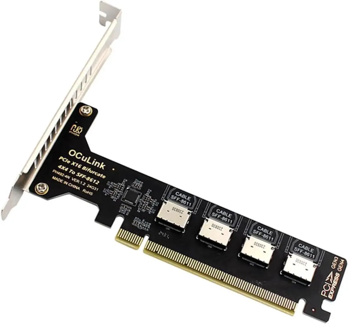 SMUGDESK SMUGDESK PCIe 4.0 x16 to 4-Port OCuLink Adapter SFF-8611/8612 — product photo