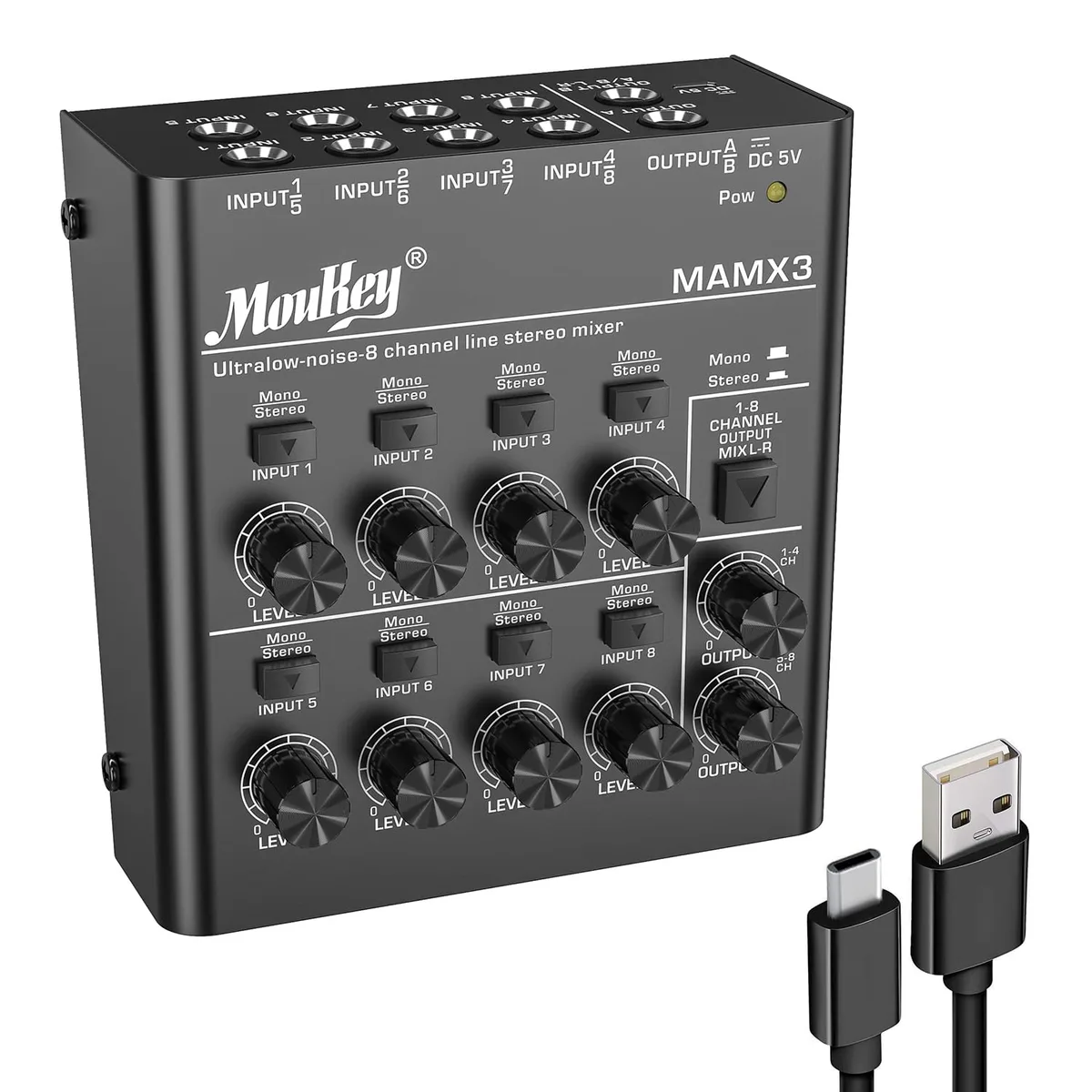  Moukey MK0150 8-Channel Stereo Line Mixer DC 5V — product photo