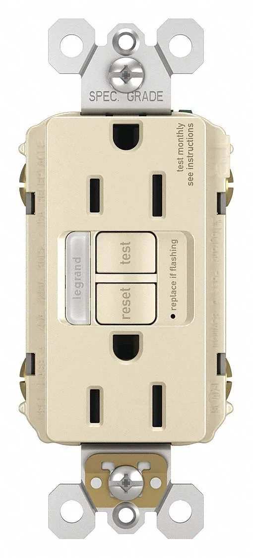 Legrand 1597 light almond plastic GFCI nightlight combo outlet