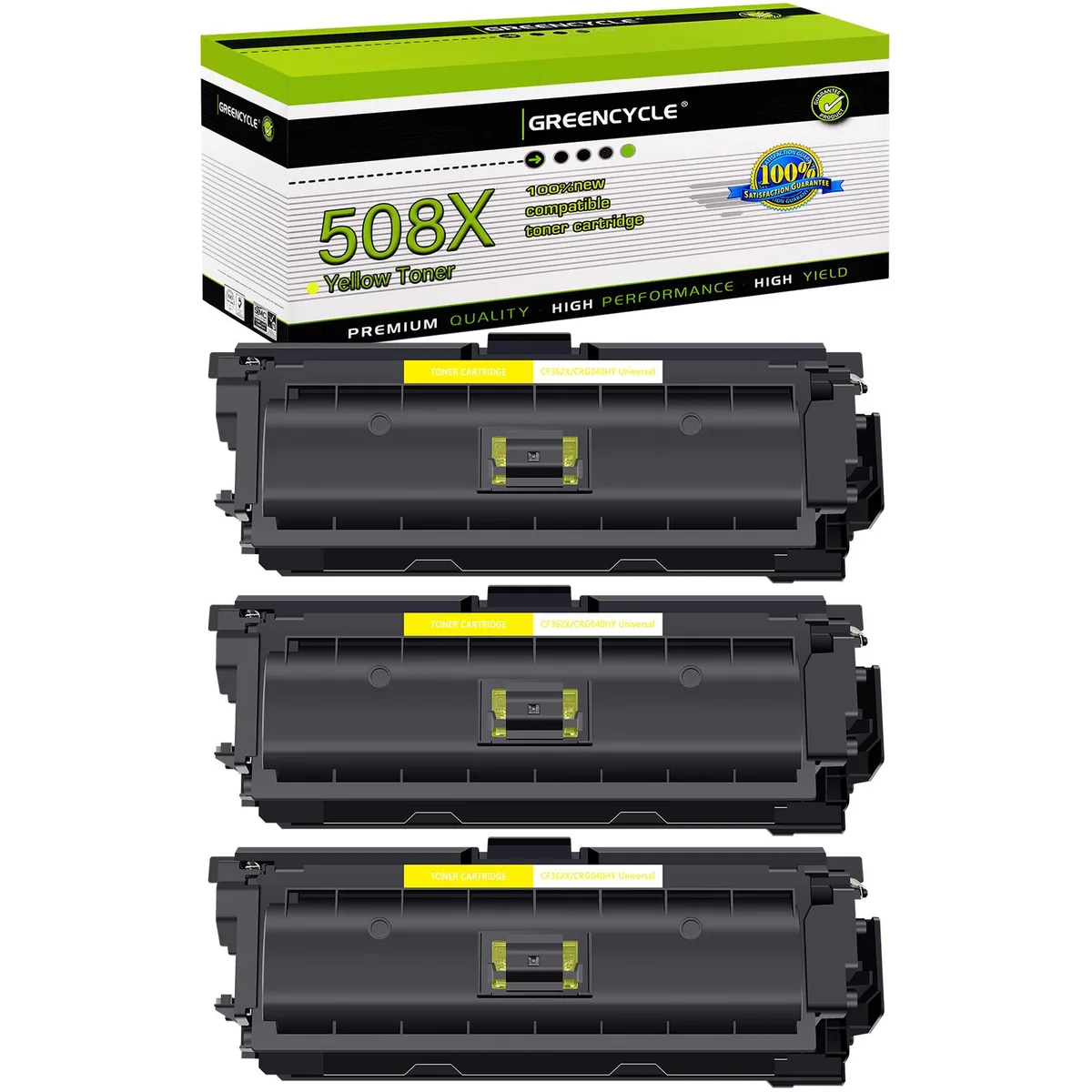 GREENCYCLE GREENCYCLE 508X CF362X Yellow Toner Cartridge 3 Pack — product photo