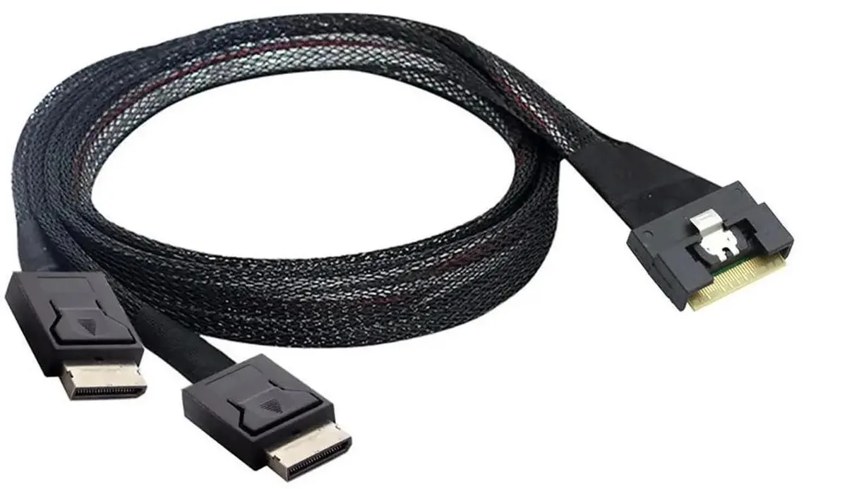 SMUGDESK SMUGDESK PCIe Slimline SAS SFF8654 8i to Dual OCuLink SFF8611 4i Cable 1M — product photo