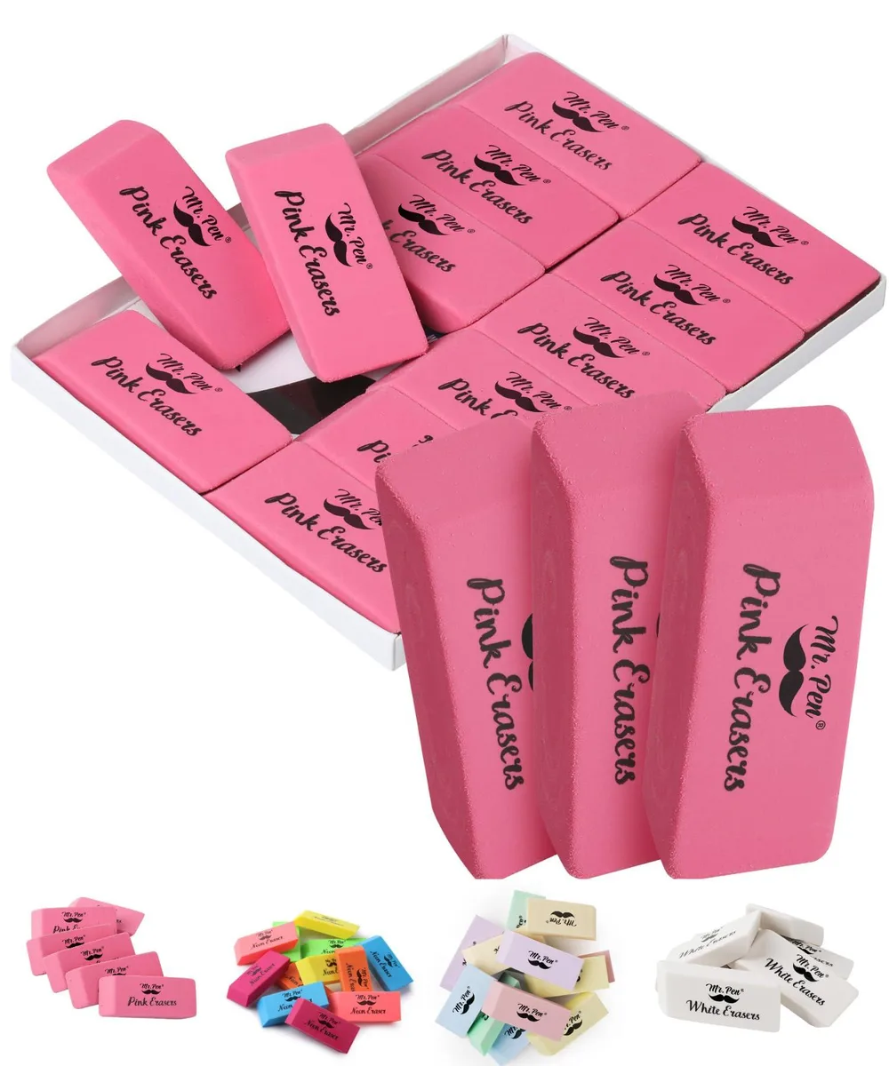 Mr. Pen EP12 Pink Erasers 12 Pack 2.25 x 1 x .4 in — product photo