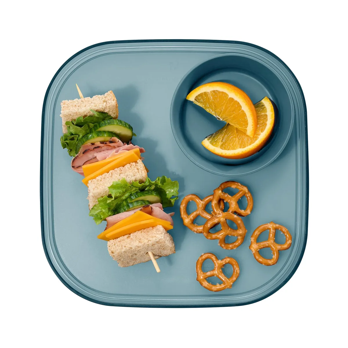 Midnight ceramic round serveware tray 9.5 in with removable dip bowl