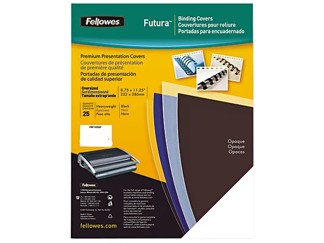 FELLOWES FELLOWES 5224901 Futura Binding Covers 11 x 8-1/2 Black 25 Pack — product photo