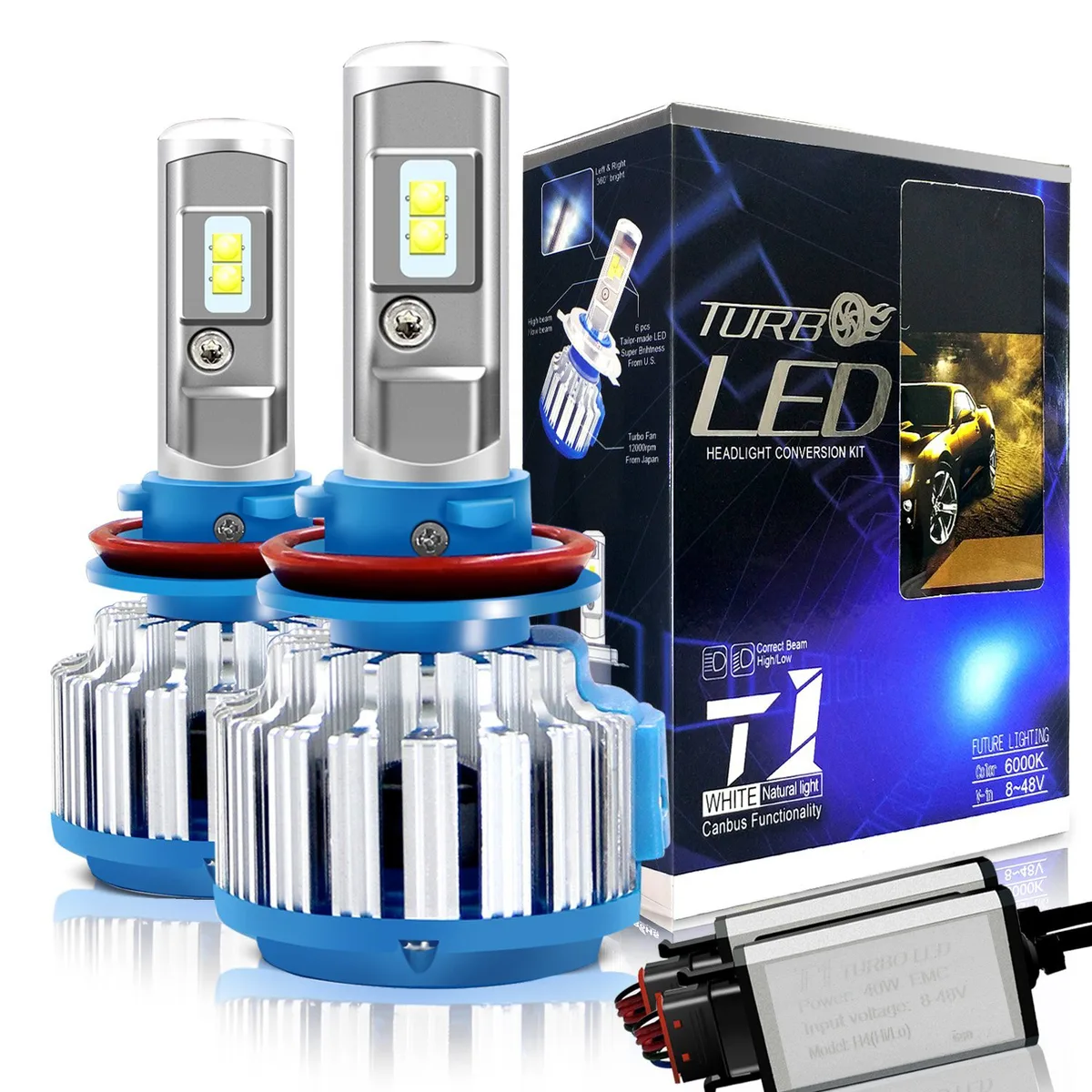 ESTONE ESTONE H11/H8/H9 LED Headlight Bulb Set 70W 7200LM 6000K — product photo