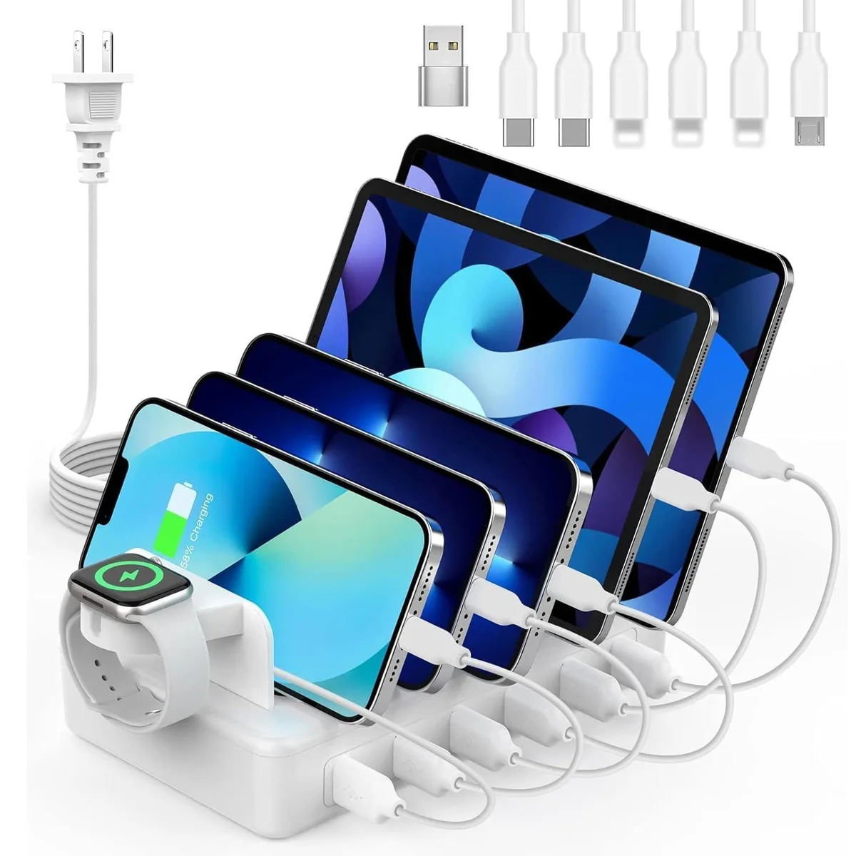 Aavara LZZC-C-03W50 50W 6-Port Charging Station with 6 Cables — product photo
