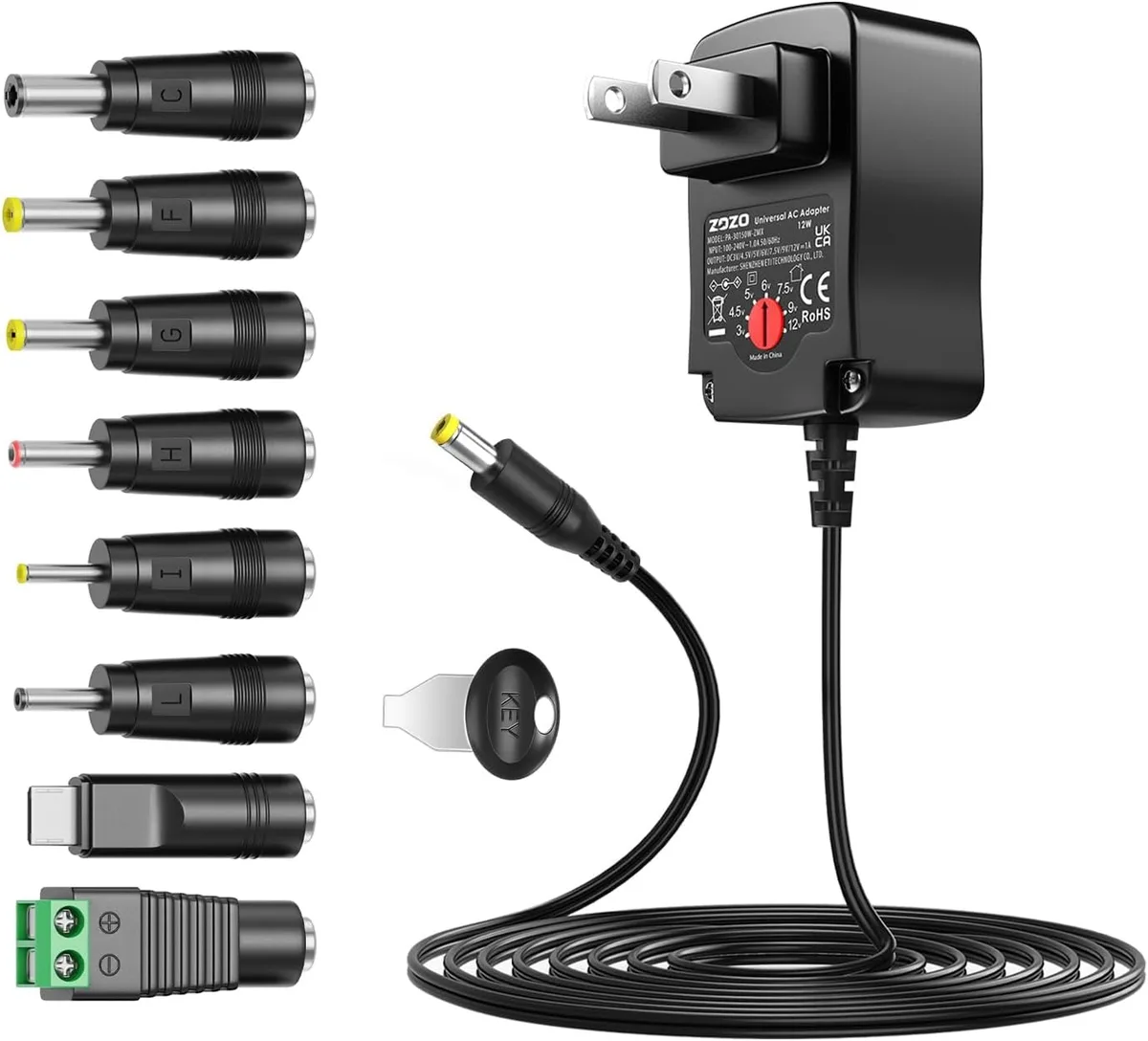 BASEUS BASEUS Universal AC Adapter 12W 3V-12V 8 Tips — product photo
