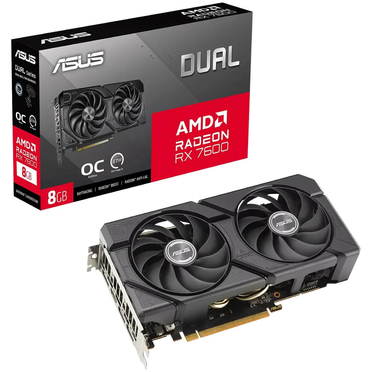 ASUS ASUS DUAL-RX7600-O8G-EVO 8GB GDDR6 graphics card — product photo