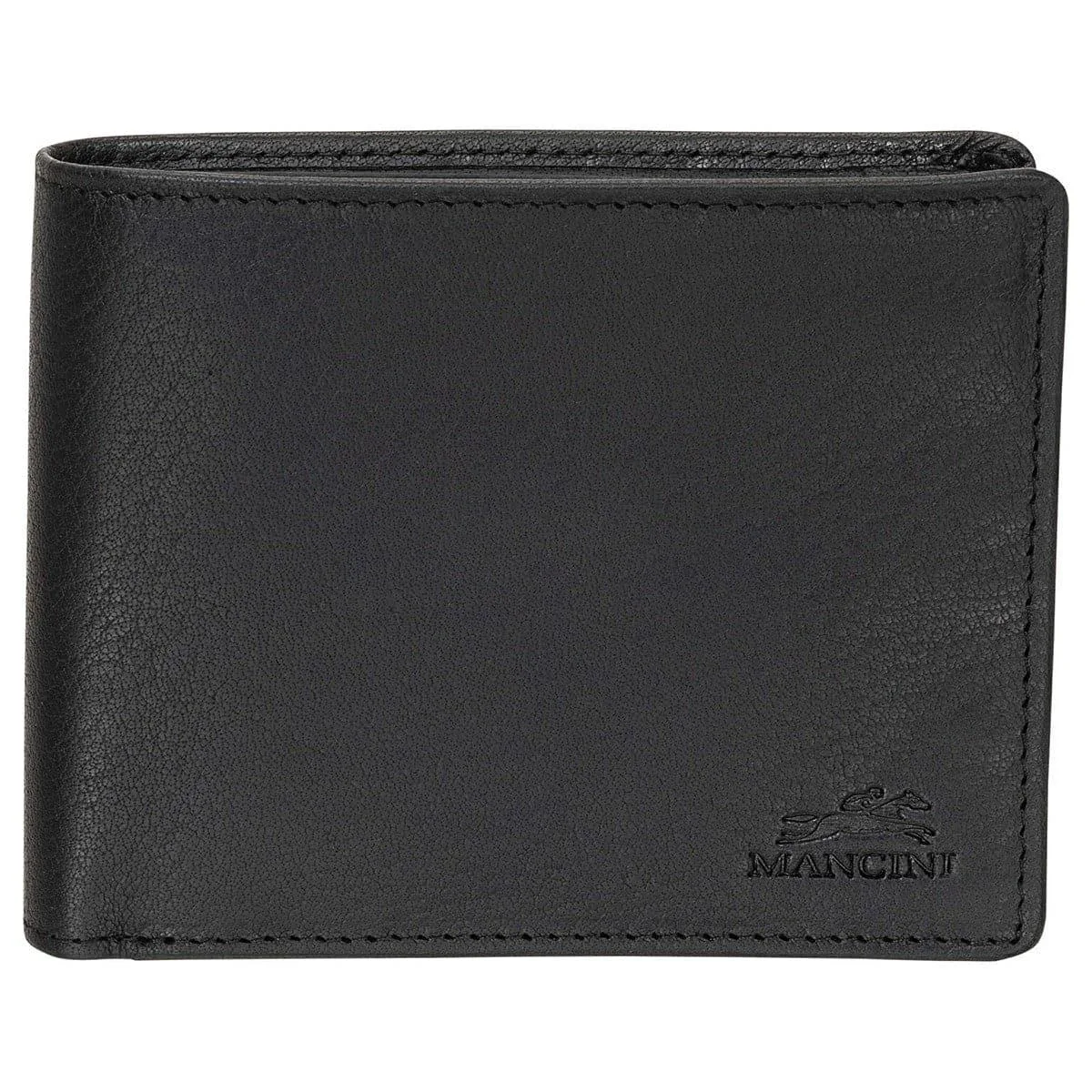 Mancini Leather Goods Mancini Leather Goods Buffalo RFID Secure Left Wing Billfold Wallet Black 12 card slots — product photo