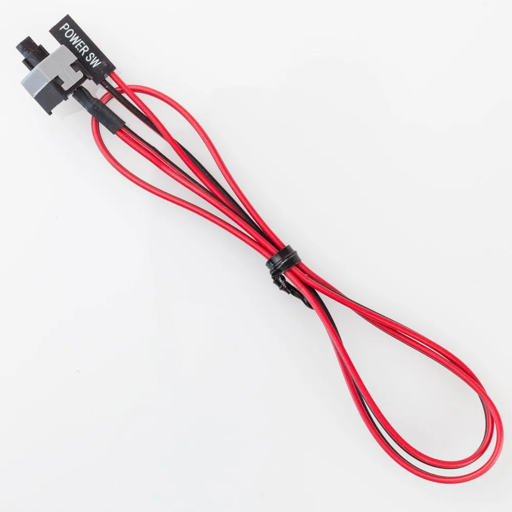 Black ATX power switch cable with push button and 2-pin connector, 45 cm