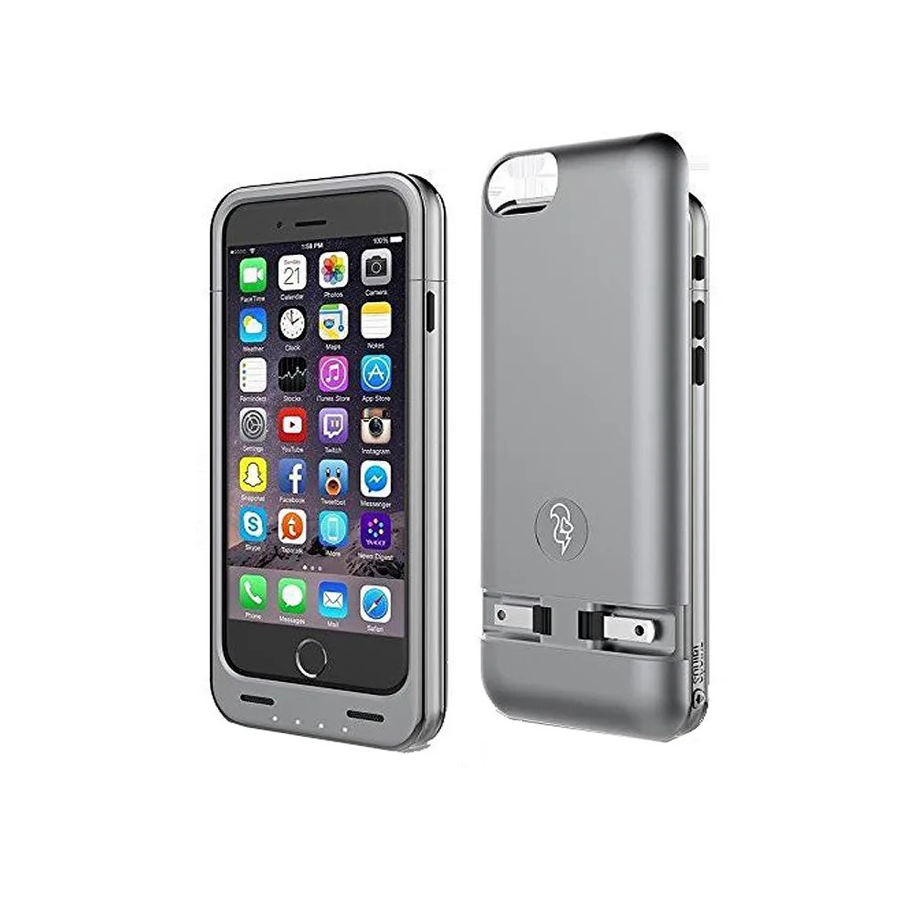 Space gray battery case for iPhone 6 and 6s with built-in 2300mAh power bank