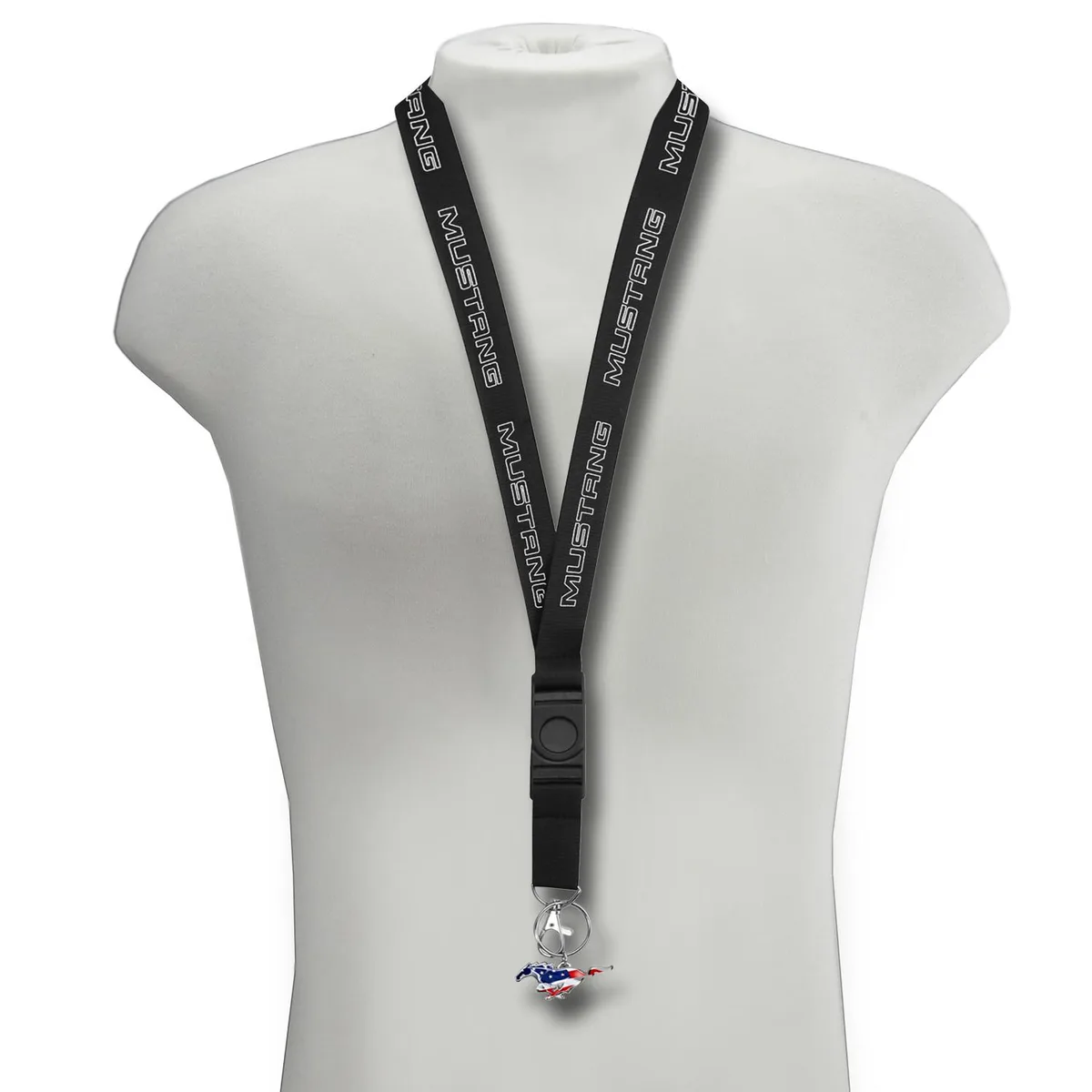 iPick Image, LLC iPick Image, LLC Ford Mustang Black ID Holder Lanyard 3D USA Flag Key Charm 22 — product photo