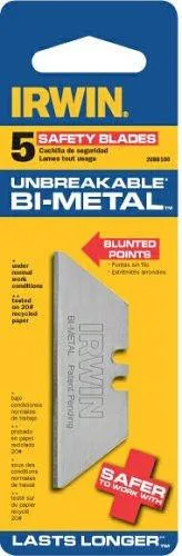 Five Irwin bi-metal safety blades with blunt tips in a pack