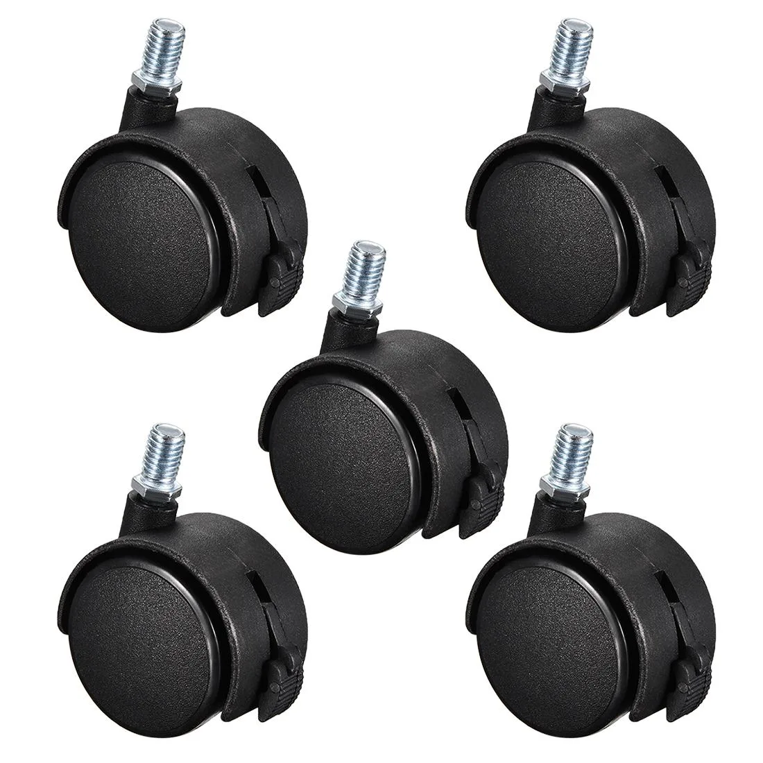 Eight M8 adjustable leveling feet with plastic bases and threaded stems
