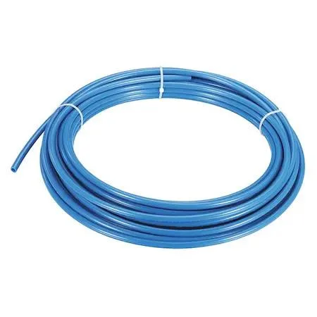 Blue nylon tubing coil, quarter inch outer diameter, fifty feet length
