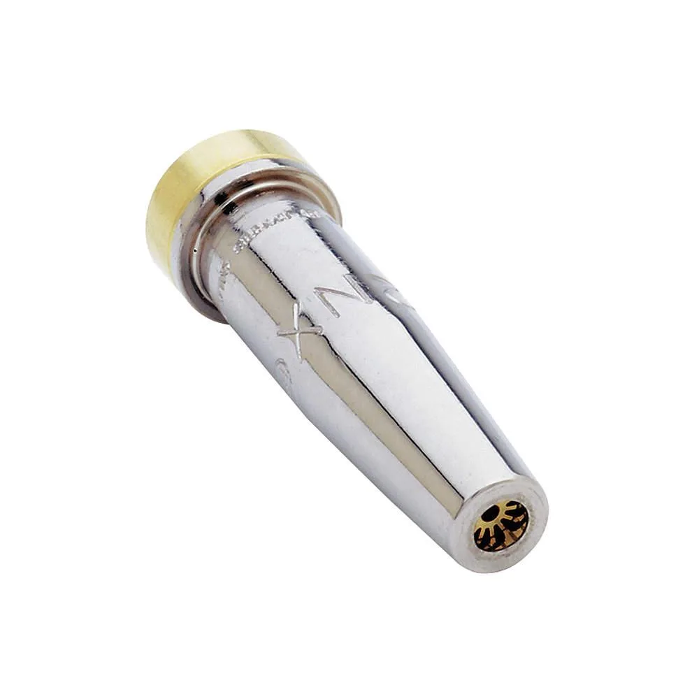 Small brass cutting tip with threaded base and recessed orifice
