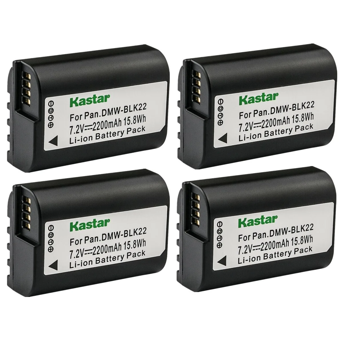 Kastar Kastar 4-pack DMW-BLK22 2200mAh 7.2V Li-Ion camera battery — product photo