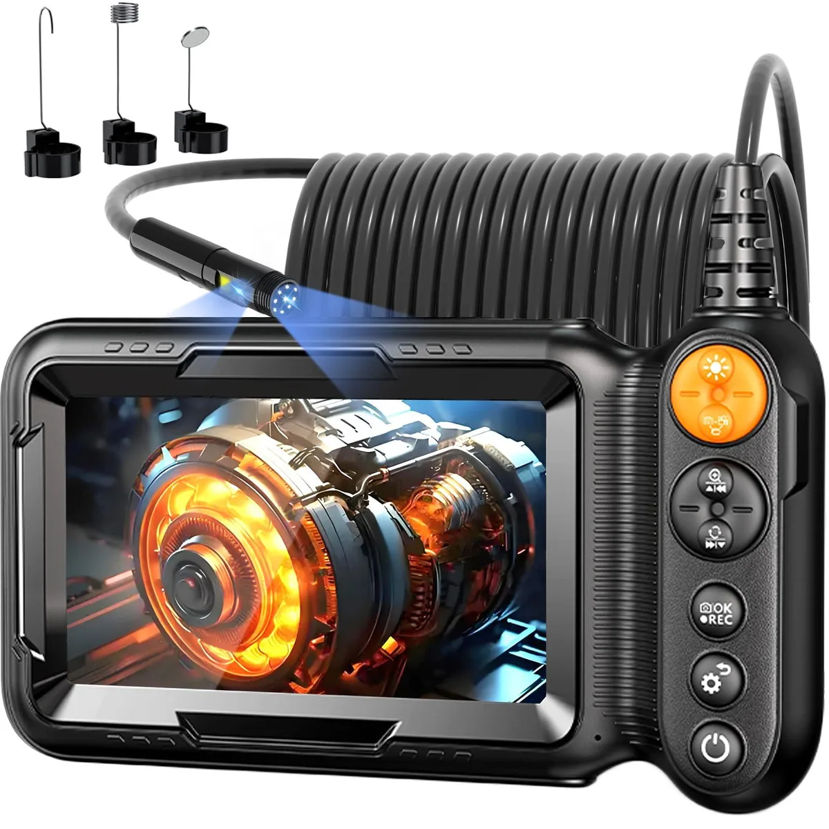  Endoscope Camera 5" Dual Lens 1920P 7.9mm 16.5ft IP67 Orange 12 pack — product photo