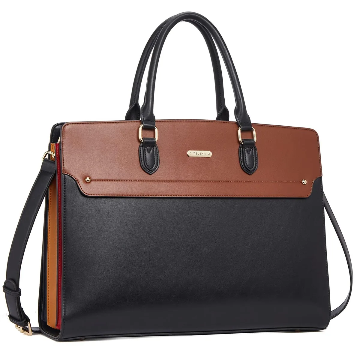 Adafruit Adafruit Telena Vintage Leather Briefcase 15.6 in Black Brown 2 in 1 Accessory — product photo