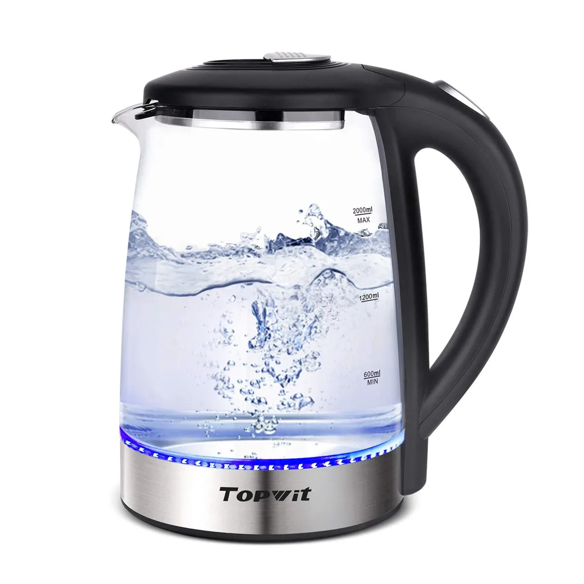  TopWit 2.0L Glass Electric Kettle Black 1000W — product photo