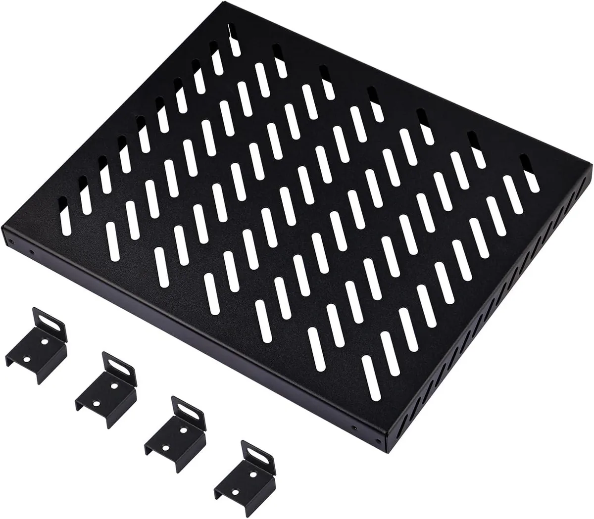 TAURKENAM TAURKENAM 10 inch .5U Vented Rack Shelf 55LBS Black — product photo