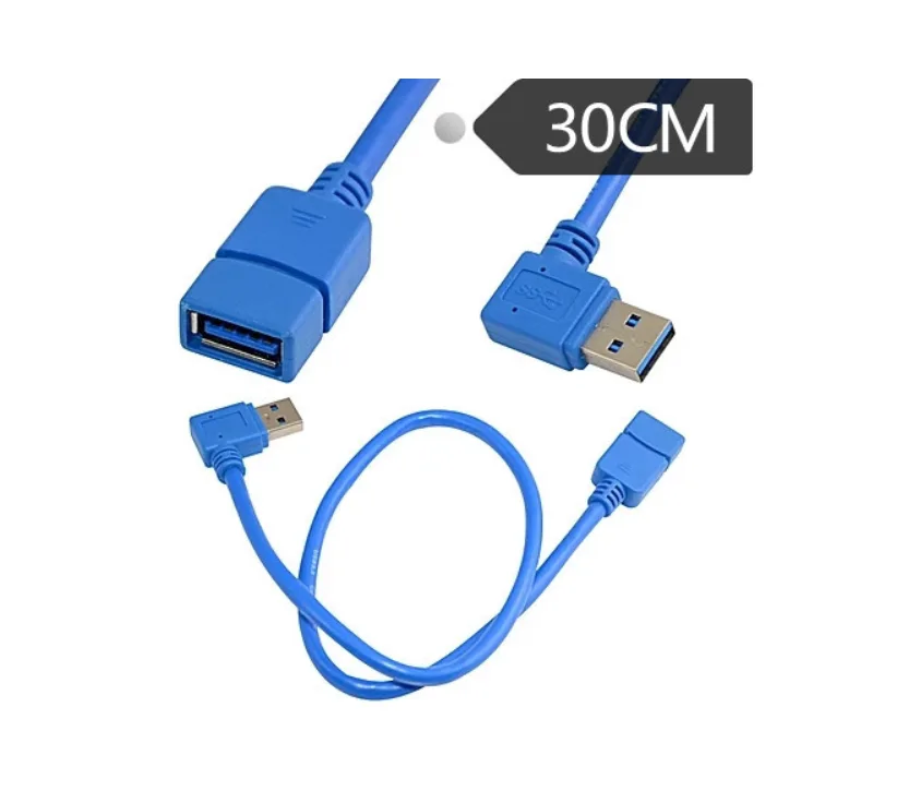 TeKit TeKit USB 3.0 A Female to A Male Right Angled Extension Cable 1 ft Blue — product photo