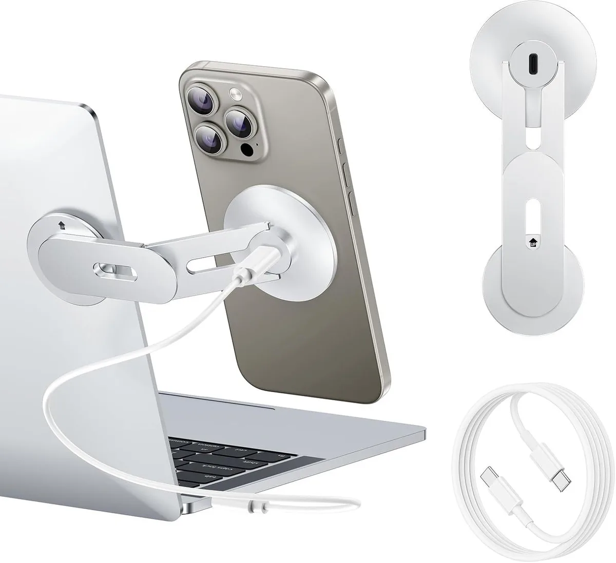 Luisport Luisport Magnetic Phone Stand 15W Wireless Charger Silver — product photo