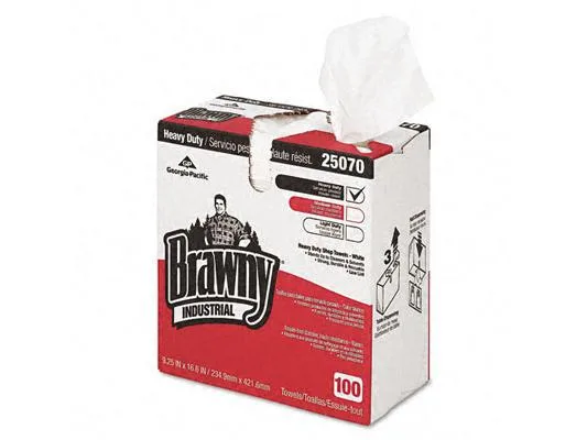 Georgia Pacific Georgia Pacific 25070 Brawny Heavy-Duty Shop Towels Cloth 9.125 x 16.5 100/Box — product photo