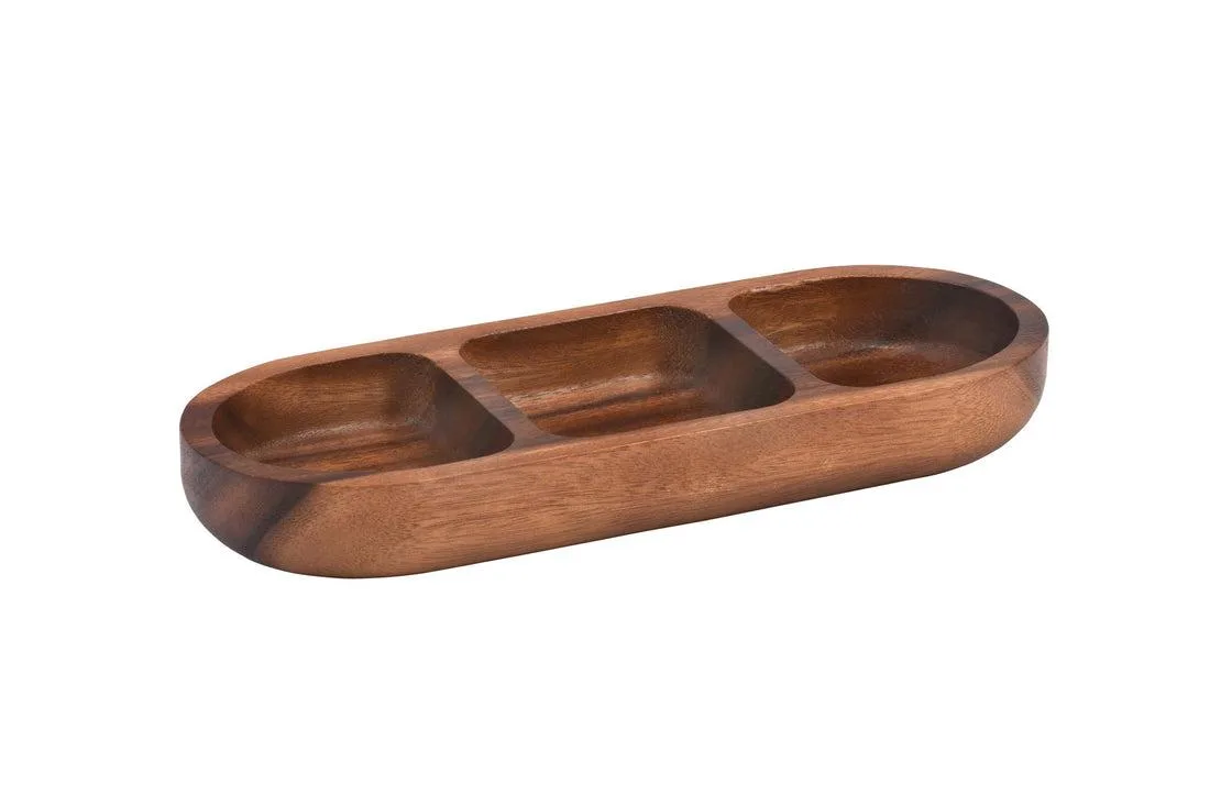 Kalmar Home Kalmar Home 3-Compartment Acacia Nut Bowl 14 x 5.25 in — product photo