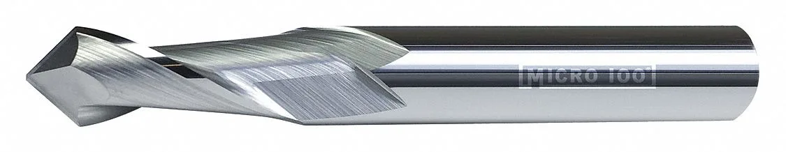 Micro 100 Micro 100 DM-250-290 Carbide End Mill 1/4 in 2FL CC Uncoated 90 Degree Drill Mill — product photo