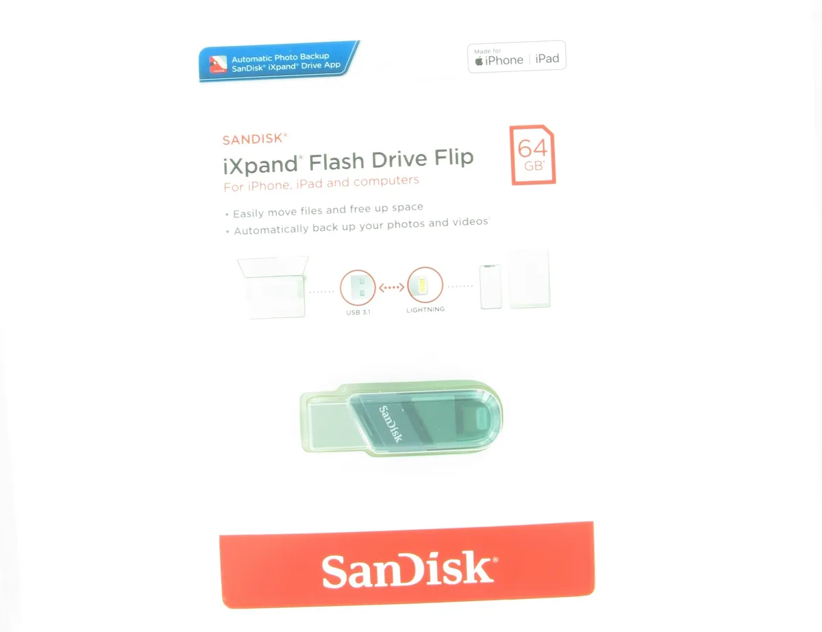 SanDisk SanDisk iXpand Flash Drive Flip 64GB USB 3.1 Lightning Silver/Blue — product photo