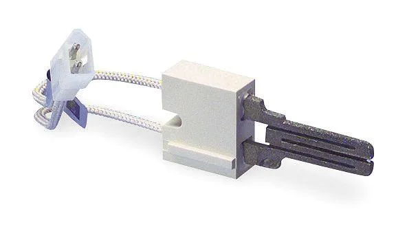 White-Rodgers hot surface igniter, red ceramic probe with metal bracket and plug-in connector
