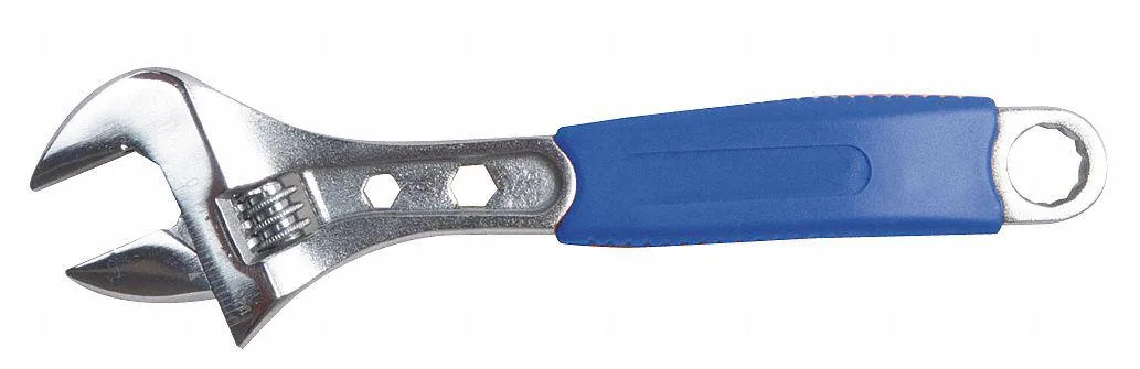 Westward adjustable wrench, chrome finish, cushion grip handle, 6 5/16 inches long