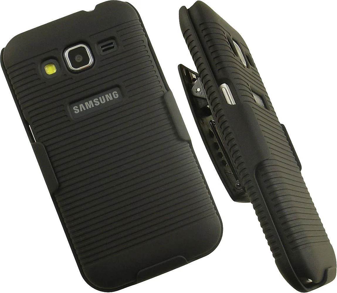 Nakedcellphone Nakedcellphone Case + Holster Combo with Stand for Samsung Galaxy Core Prime G360 — Black, 13-position clip — product photo