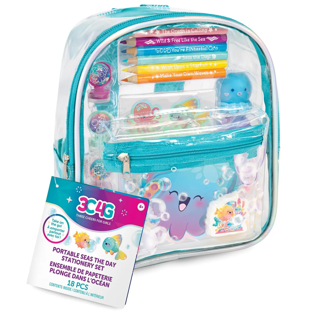 Make It Real Make It Real Seas The Day 18-Piece Ocean Stationery Set with 8" Mini Backpack — product photo